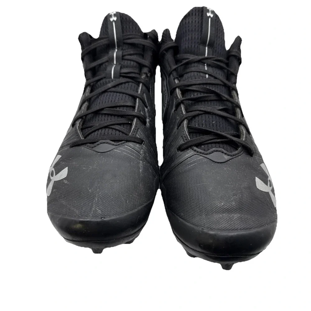Under Armour Nitro‎ Mid MC 3000181-001 Black Football Cleats Shoes Mens 13